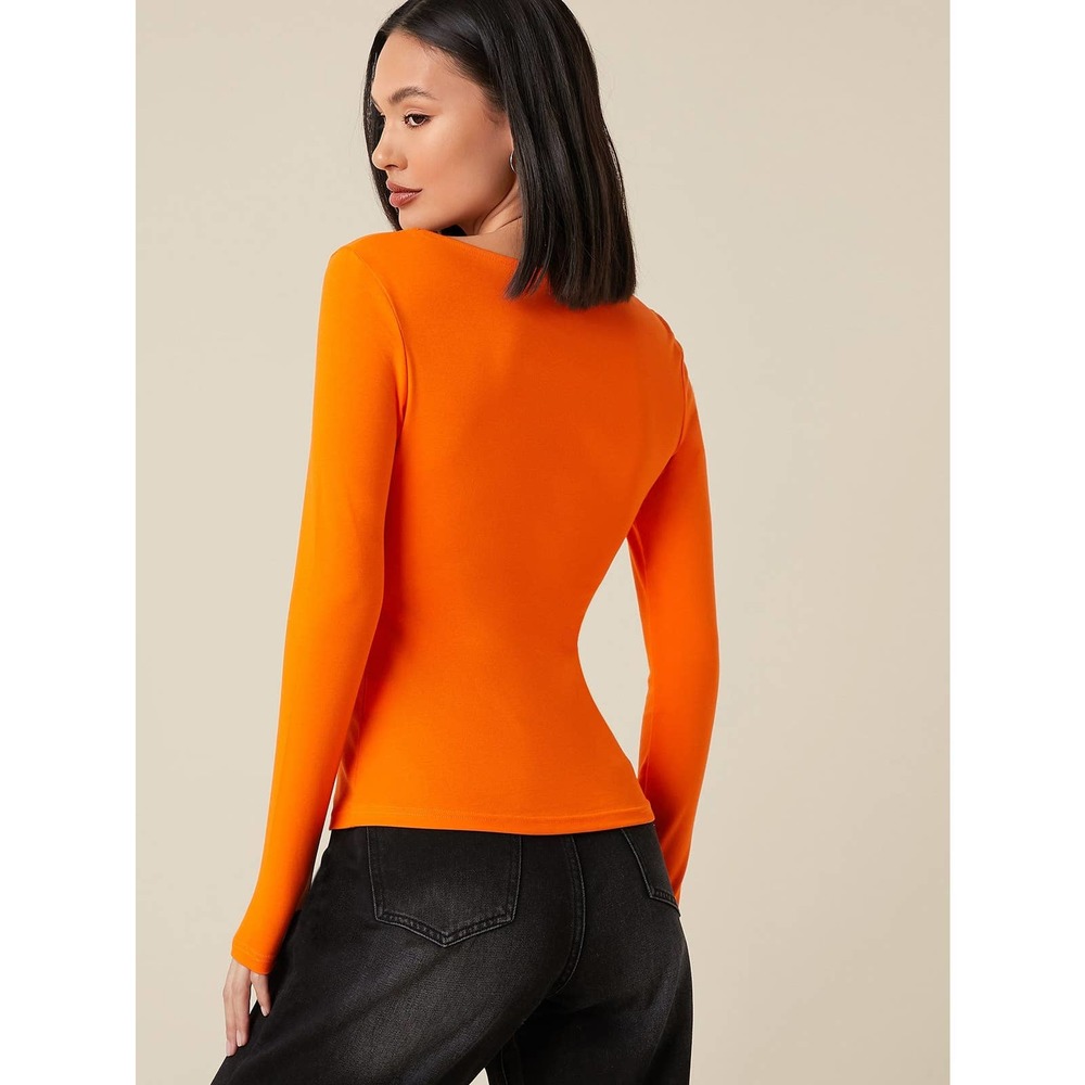 Long sleeve Square Neck Form Fitted Tee white - Picture 11 of 11